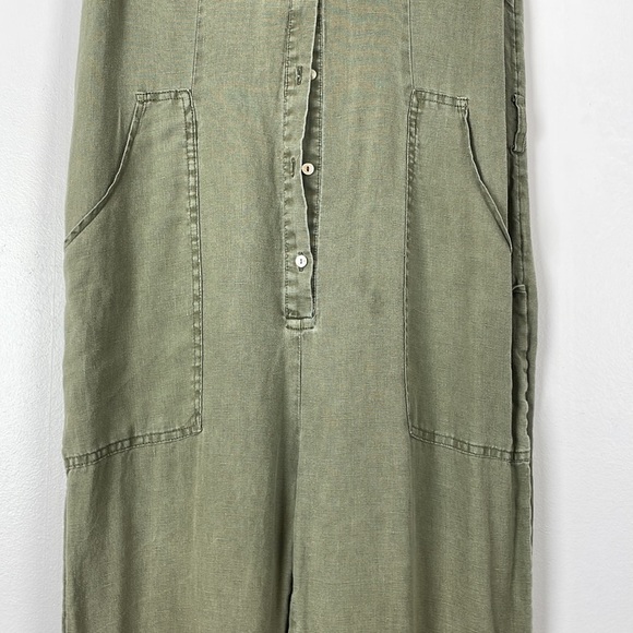 Nicole Miller sleeveless linen jumpsuit women 4 pocket size 4 button closure - Picture 3 of 12